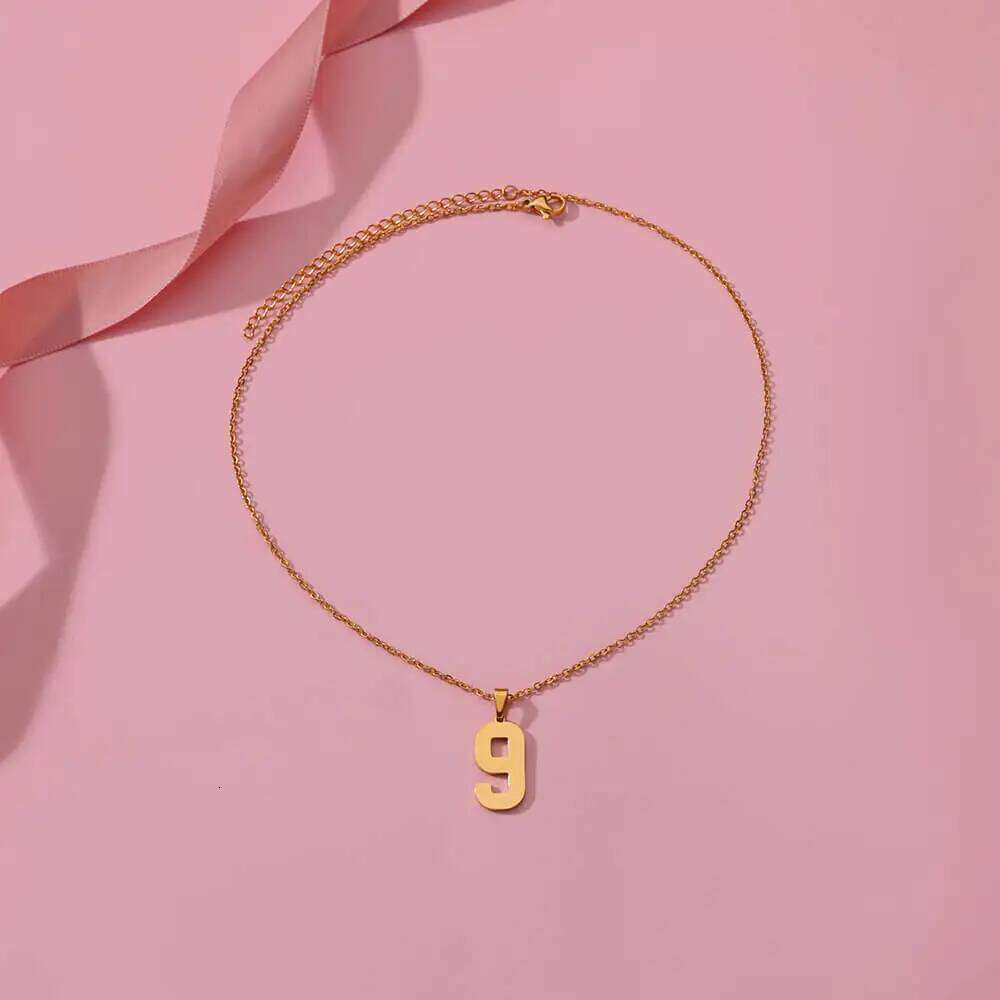 Stainless Steel Angel 0 1 2 3 4 5 6 7 8 9 Necklace For Women Men Lucky Number Gold Color Chain Necklaces Jewelry Gift H260312
