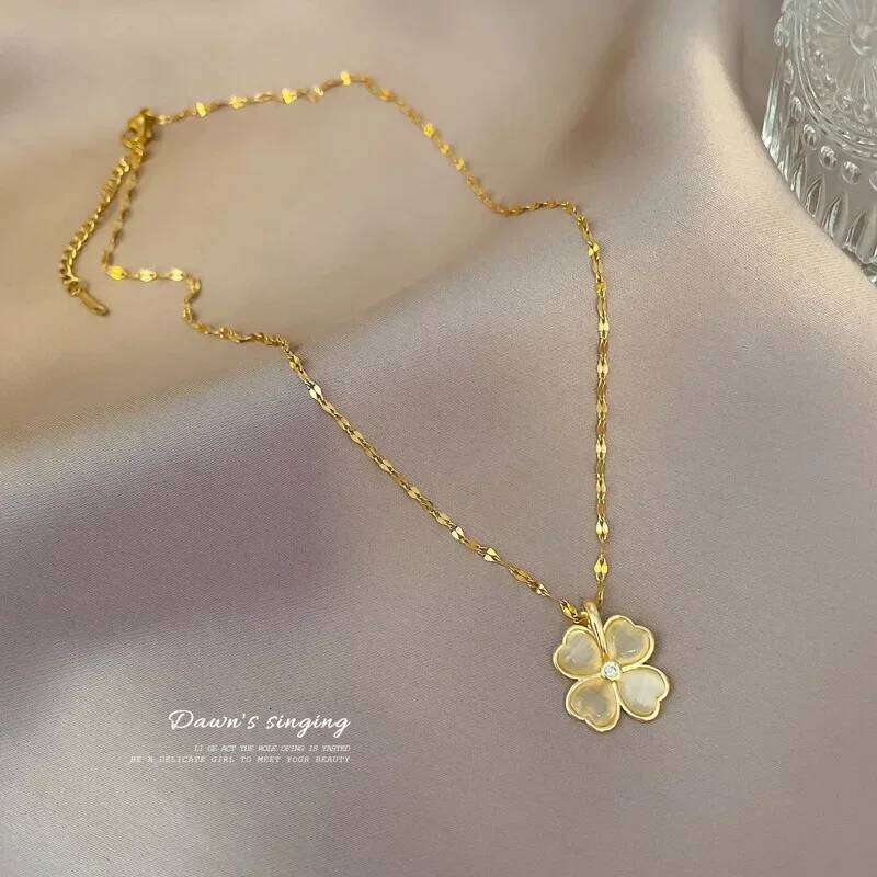 classic simple flower pendant necklace Opal stones cr Choker Chain for women party daily wear jewelry H260312