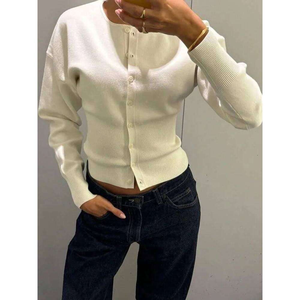 Tossy Casual Knit For Women Long Sleeve Ribbed Patchwork Slim Elegant Loose Cropped Top Female Knitwear Cardigan Z260314