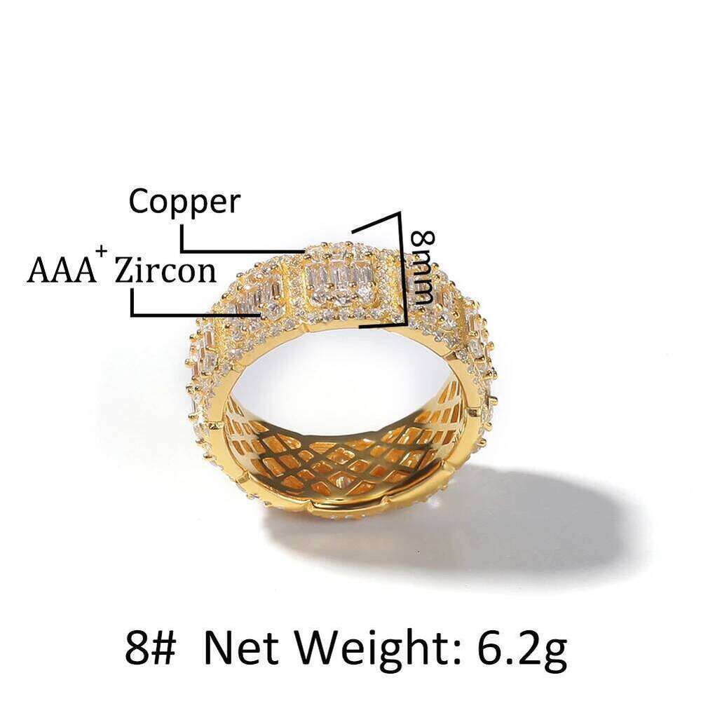 TBTK Fashion Silver Color 8mm/10mm Baguettecz Cluster Ring Square Zirconia Stones Luxury Jewelry Unisex H260312