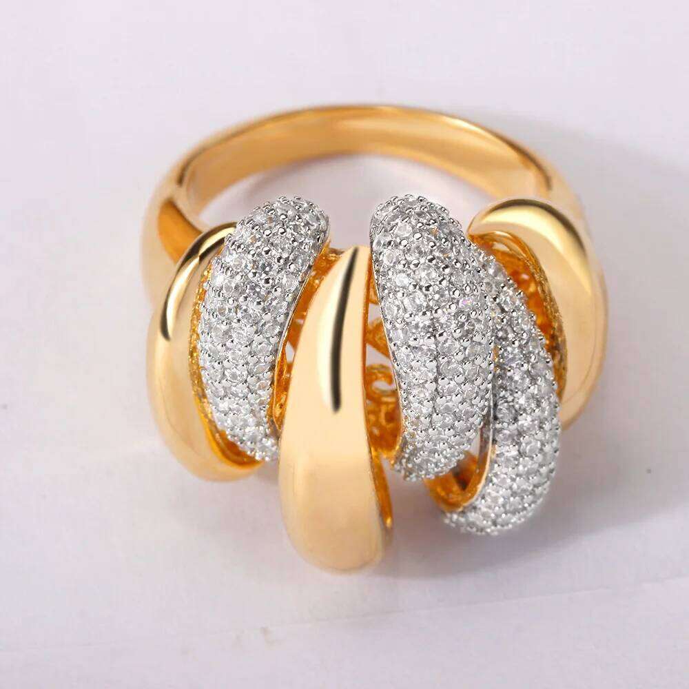 Big Rings With Cubic Zirconia Stones Chrysanthemum Shape 2022 Women Wedding Engagement Party Bride Jewelry H260312