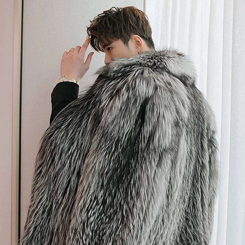 S-6XL Size 2026 Fashion Men Short Jacket Warm Imitation Fox Fur Men's Winter Coat Brown Outdoor Sports Loose Casual Parkas Z260313