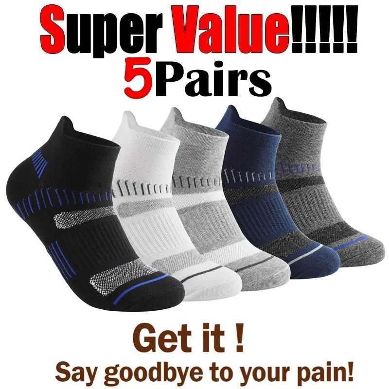 5 Pairs Men Cotton Sports Socks Mesh Breathable Running Basketball Cycling Male Short Socks Set For Men D260313