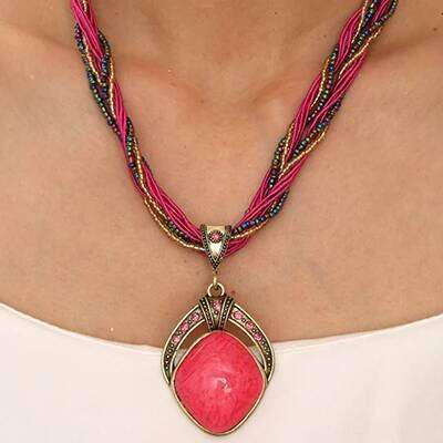 Fashion Bohemia Ethnic Handmade Necklaces For Women Bijoux Multilayer Beads Chain Geometic Pendant Necklace Woman Gift H260312
