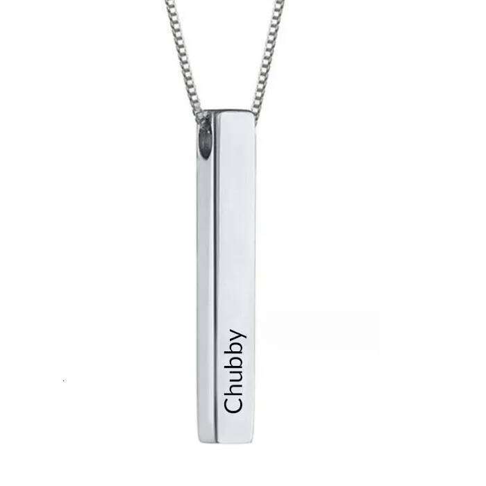 Custom Stainless Steel Personalized Engraved Square Bar Necklace For Women Gift Name Pendant Jewelry sides engraving H260312