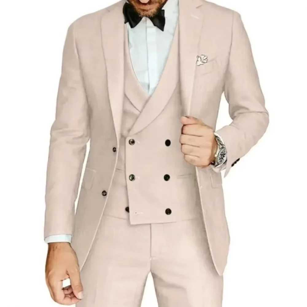 Dark Green Slim Fit 3 Piece Mens Tuxedo Suits with Notched Lapel for Groom Wedding Business Man Clothing Jacket Pants Vest Set M260313