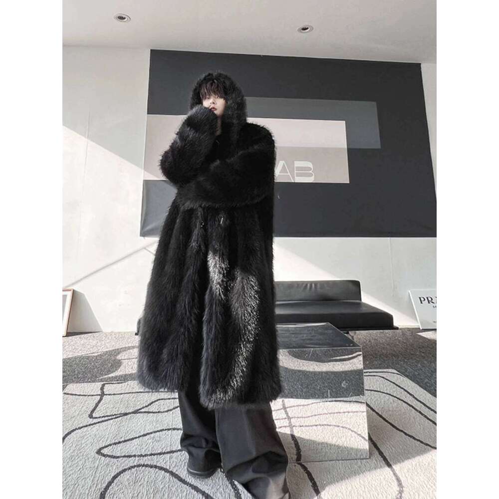 Thiened Long Men's Fake Fur Faionable Loose Winter Coat Warm Thi Windbreaker Commute Sle Z260313