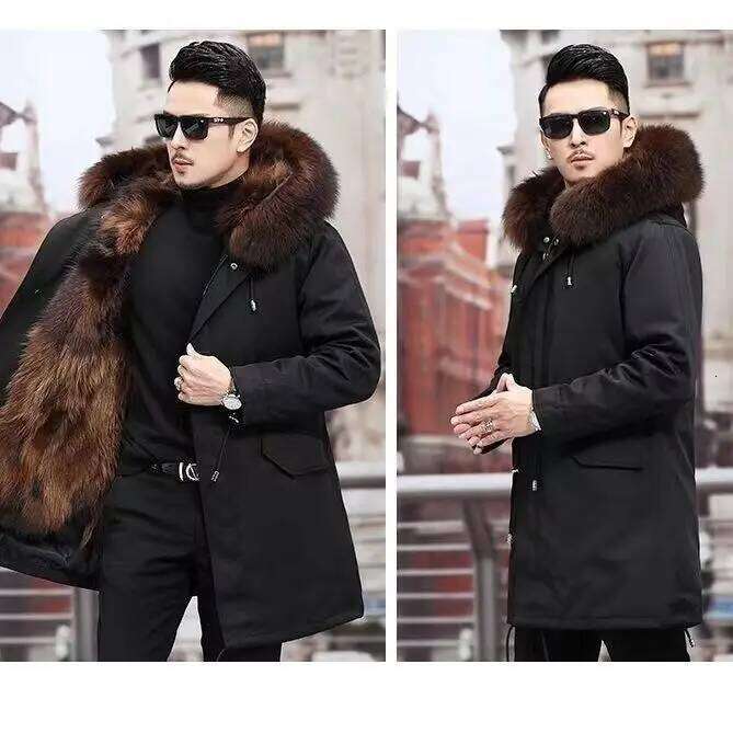 New imitation grass oversized plush men's coat, medium length autumn and winter warmth, overcoming fox fur pie Z260313