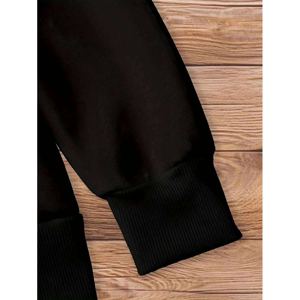 1pc OBM Men's Hooded Sweatshirt - Black Religious Message Pullover with Front Pocket, Loose Fit Hoodie Featuring "Jesves You Z260314