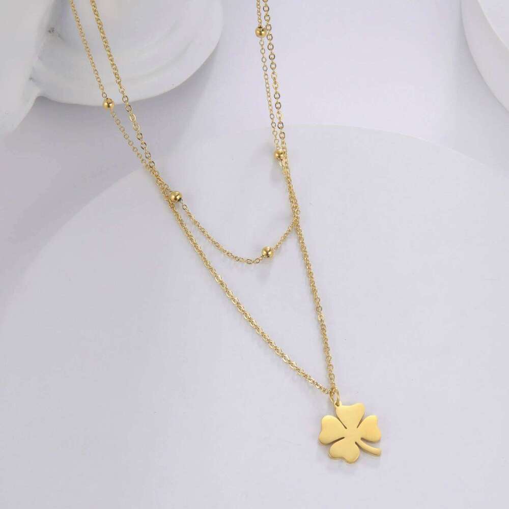 Fashion Stainless Steel Necklace Simple Leaves Pendant Necklaces Trend Multi-layer Choker Jewelry Wedding Gifts H260312