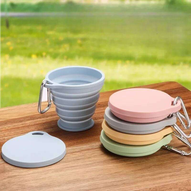 180ml Collapsible Silicone Cup with Lid Foldable Z260313