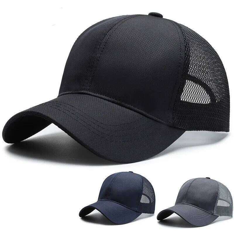 Sports Baseball Cap Men Summer Breathable Mesh Visor Korean Version Light Plate Solid Color Hat Outdoor Leisure Z260313