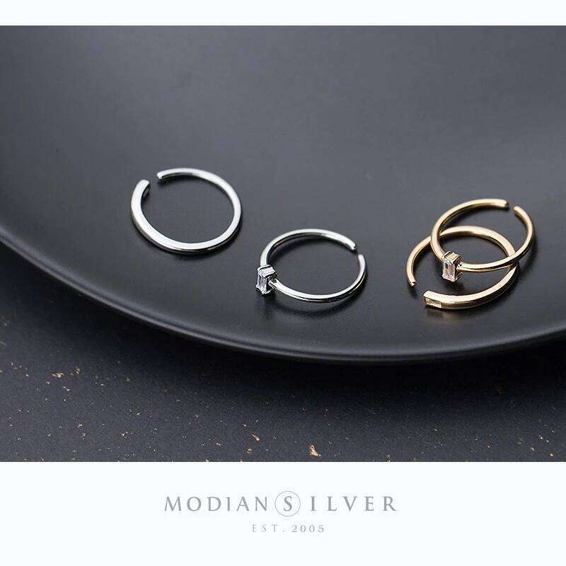 Modian Fashion 2 Different Style Sterling Silver 925 Shiny Zircon for Women Gift Stackable Slim Ring Fine Jewelry 2020 New H260312