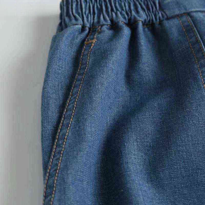 Tangada Fashion Women High Quality Loose Jeans Long Trousers Strethy Waist Pockets Buttons Female Pants 4C144 211111 Z260312