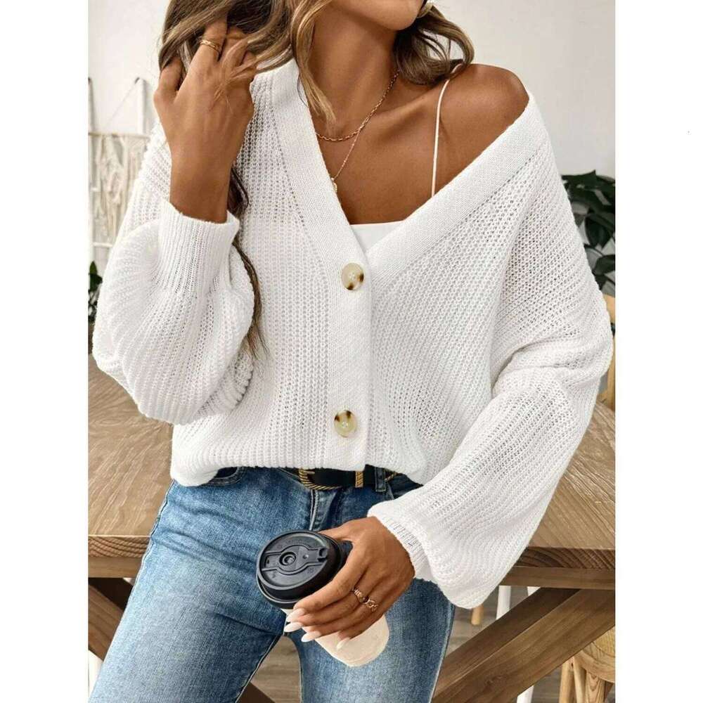 2025 Autumn Winter Short Sweater Women Single Breasted Long Sleeve Cardigan Lady Loose Knitted Coat Outwears Z260313