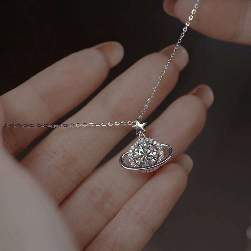 Fashion Silver Color Planet Shape Necklace Simple Charm Geometric Pendant Birthday Wedding Gift for Women Exquisite Jewelry H260312