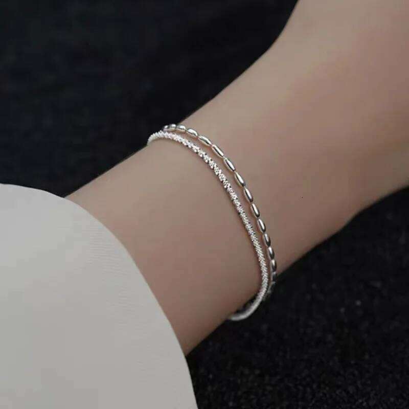 New 925 Sterling Silver Sparking Starry Sky Bracelets For Women Girls Vintage Double Layer Chain Bracelet Party Jewelry Z260313