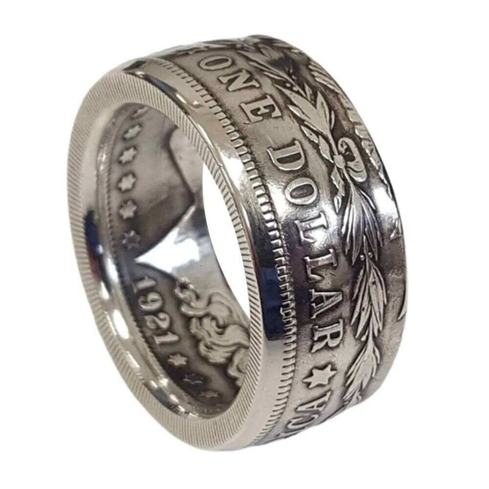 New Simple Trend Niche Dollar Handmade Women's Men's Vintage Punk Personalized Coin Ring Fashion Jewelry H260312
