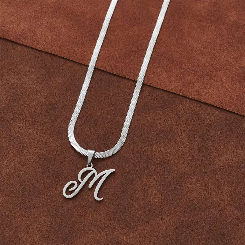 Dainty Initial Necklace Silver Color 26 Letters Snake Chain Necklaces for Women Girls Fashion Name Jewelry Choker Birthday Gifts H260312
