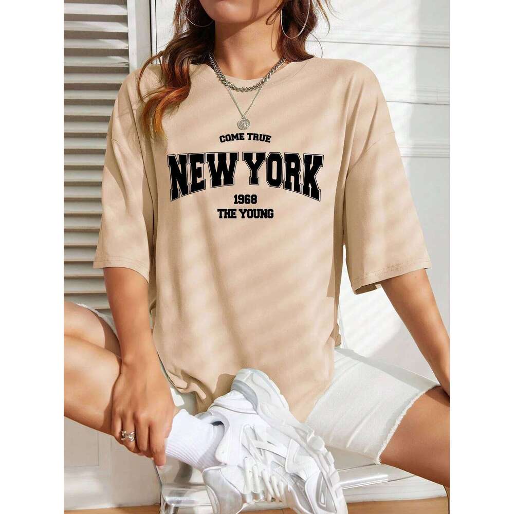 When 1968 The New York Is Young Woman Oversize Daily Tshirts Creativity Streettshirt Individual Casual Clothes Z260314