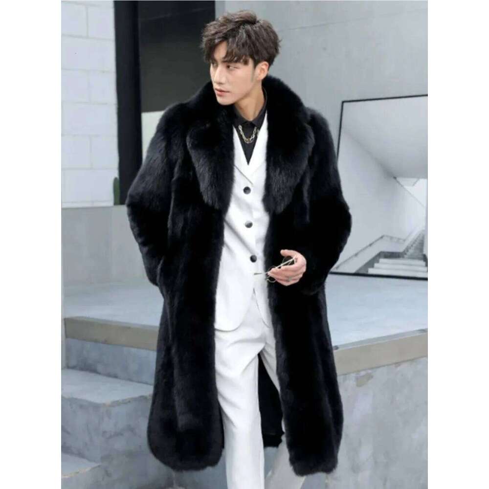 Men Faux Winter 2025 Thicken Fluffy Sleeve Warm Outerwear Luxury Fur Bontjas Jackets Long Windbreaker Coat Z260313