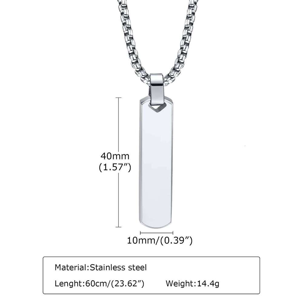 Initials Vertical Bar Necklace for Men,Stainless Steel A-Z 26 Letters Charm Geometric Pendant Collars,Stylish Jewelry Gift H260312
