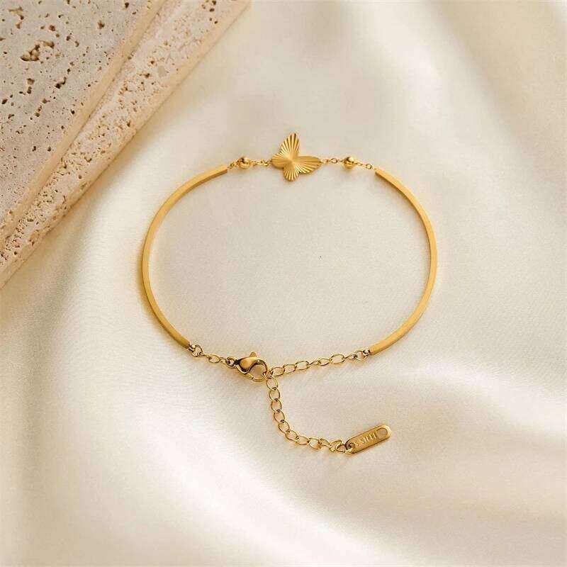 316L Stainless Steel 2025 New 18K Gold-plated Trend Jewelry Engraved Designs Beading Butterfly Women's Charm Chain Bracelets Z260313