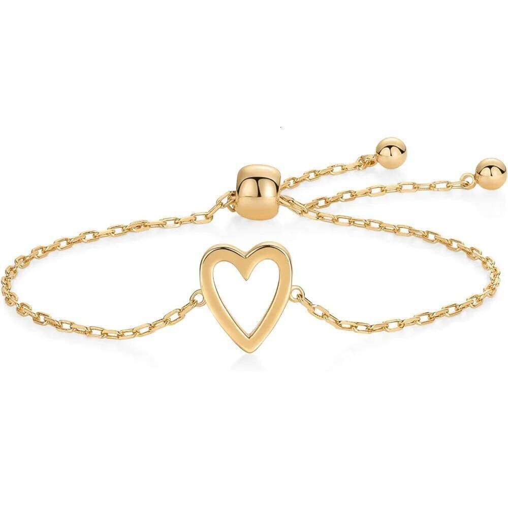 2pcs Set Simple Cute Stainless Steel Hollowed-out Heart-shaped Adjustable Bracelet for Women Love Friendship Jewelry Sets Gifts Z260313