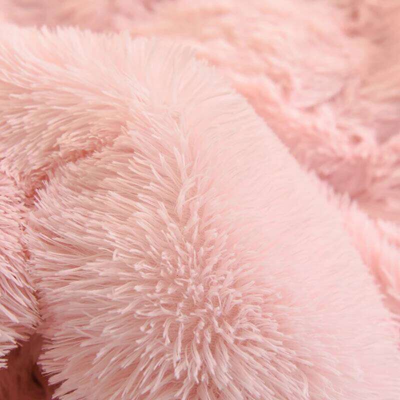 Four piece warm pink for autumn and winter, plush Kawaii mink down duvet cover, bed sheet, double bedding set H260312 - view 3