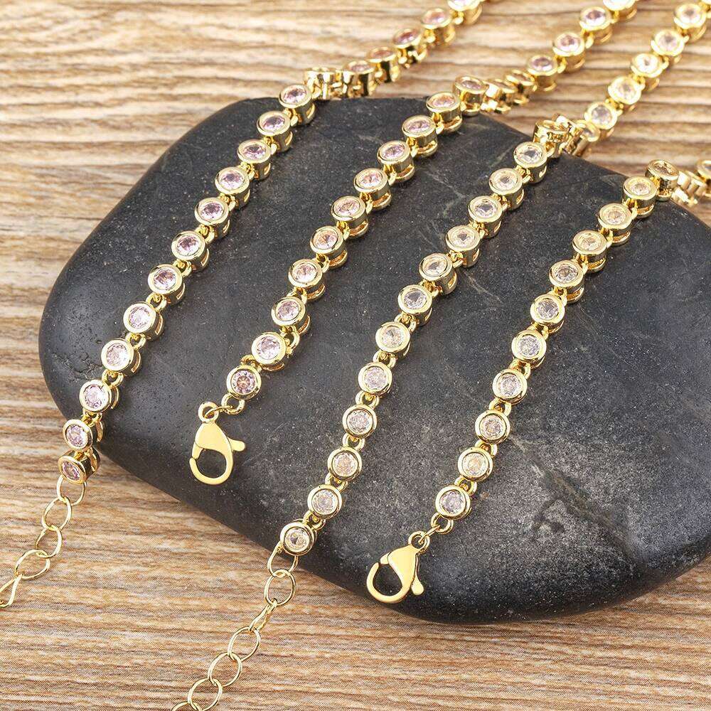 Nidin Ins Hot Sale Sexy Choker Iced Out Tennis Chain Necklace For Women Cubic Zircon Crystal Neck Accessories Jewelry H260312