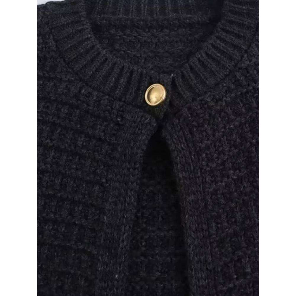 Women's Front Button Knit Cardigan Sweater, O Neck, Long Sleeve, Female Outerwear, Chic Tops, Fashion Z260313