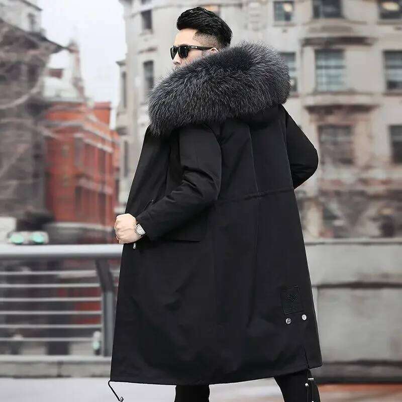 Lined Parkas Men Faux Fur Big Size Hooded Warm Coat Snowsuit High Quality Clothing Zipper Long Sleeve JJ991 Z260313