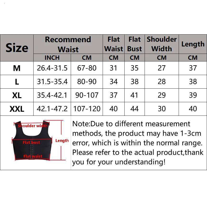 Men's Vest Sweat Bandage Tight-fitting Underwear Body Shaper Corset Support Belt Chest Compression Correct Posture 26Y0313