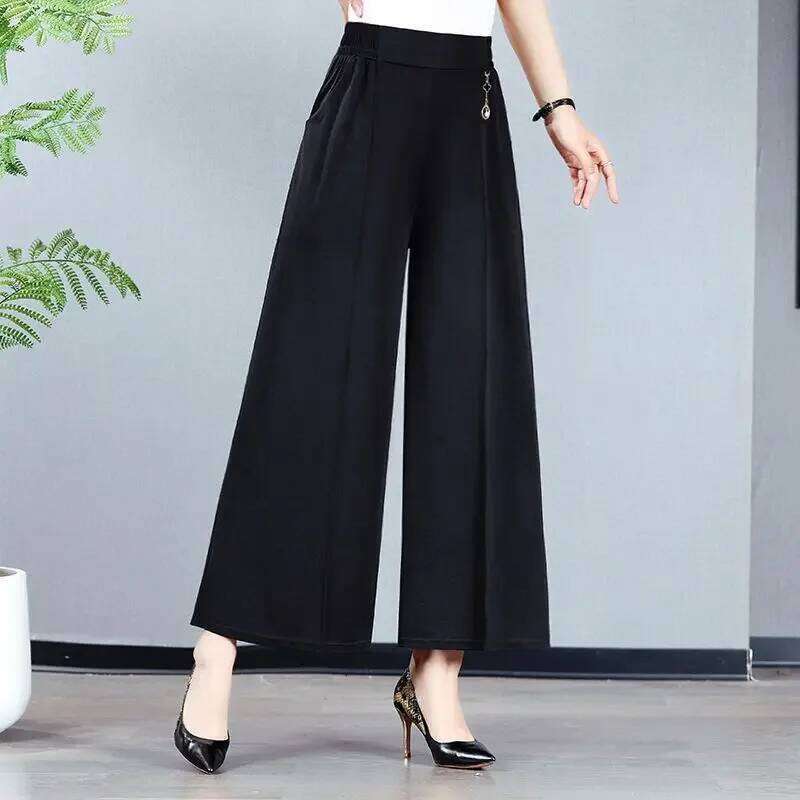 High Waist Wide Leg Pants Mom Style Loose Fit Nine-Tenths Slimming Female Fashionable Long Trousers from Mainland China