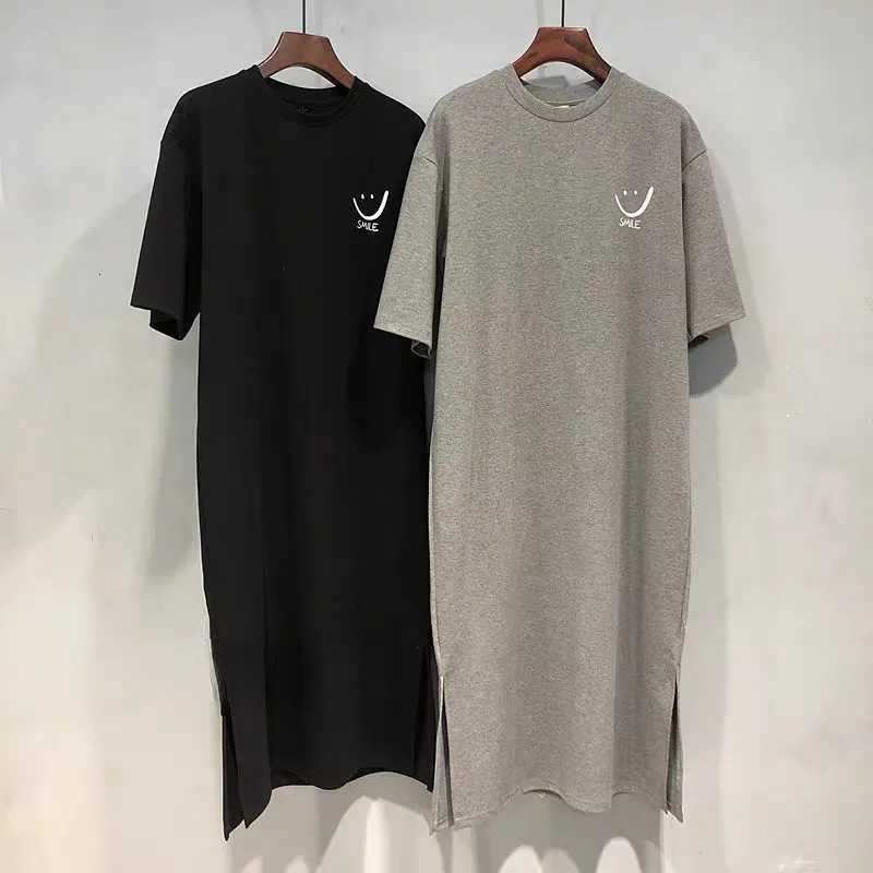 Korean Style Ins Retro Printed Short Sleeved Dress Womens Summer New Oversize Loose Pullover DressT260314