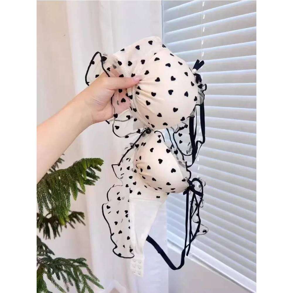 Japanese Mesh No-wire lace Underwear set Women's small breasts gather sexy pure desire sweet cute bra Panty SET TUSHY