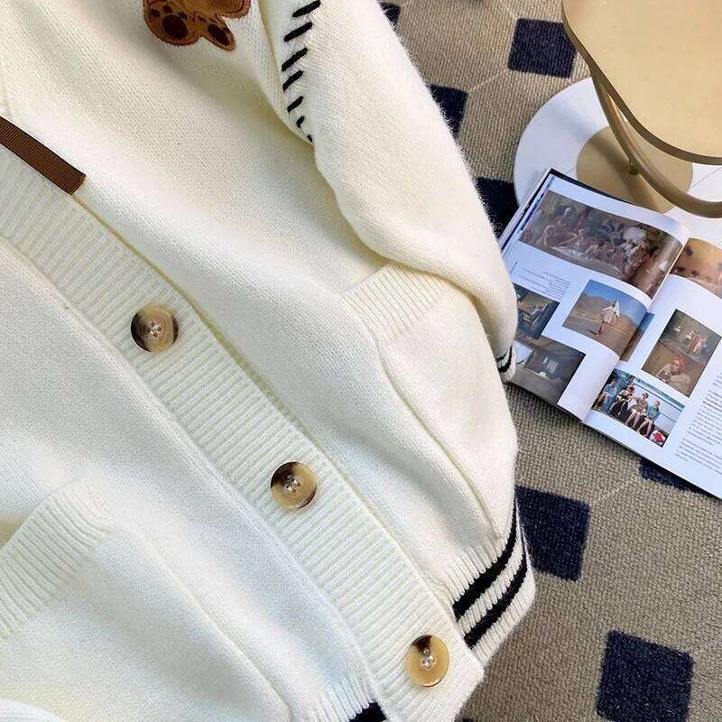 College Cute Cartoon Embroidery Cardigans Women Korean Stringing Fashion Sweater Jacket Japanese Style Kawaii Knitted Tops Z260313