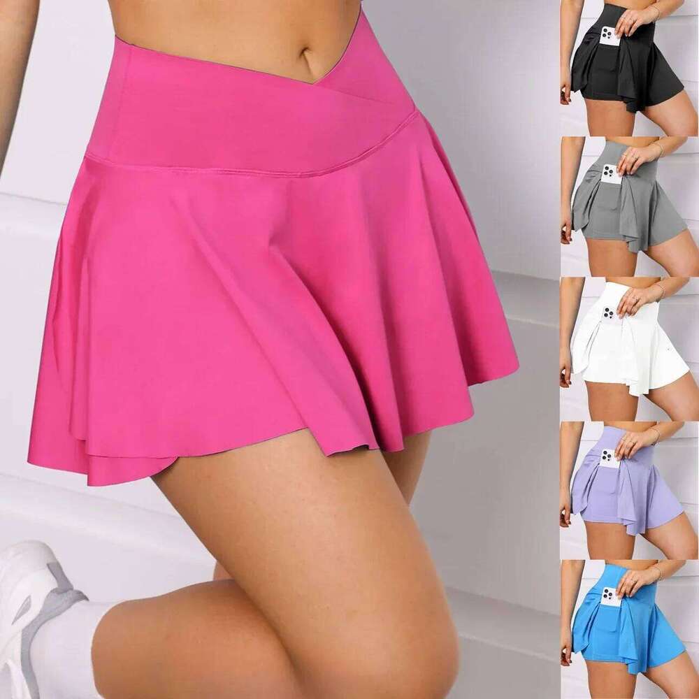 Sexy Gym Tennis Woman Summer Skinny Stretch Activewear Running Pockets Skirt Compression High Waist Shorts 2024 Z260314
