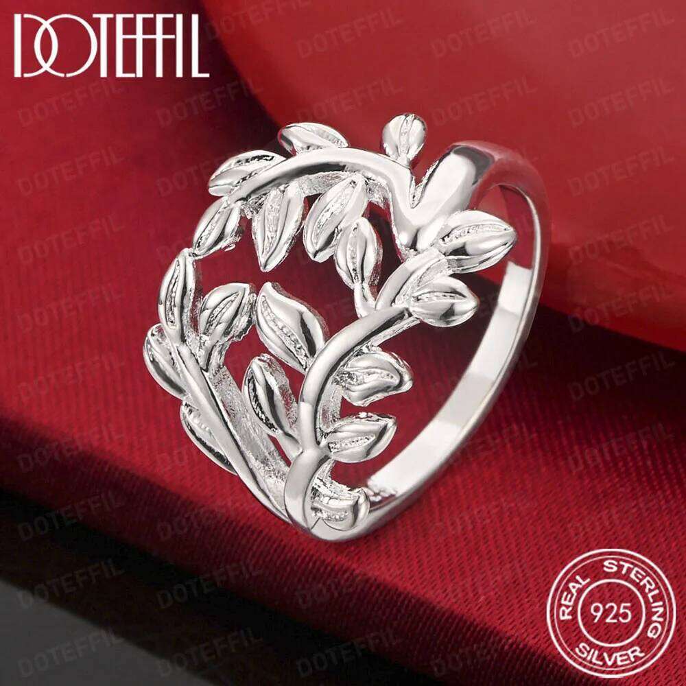 925 Sterling Silver Leaf Opening Ring For Women Man Fashion Party Jewelry Accessory H260312
