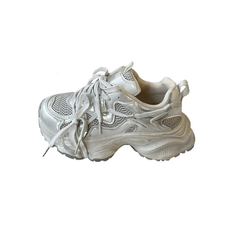 New Trendy Shoes Retro Popular Dad Snea For Women New Model Makes Feet Look Smaller Breathable Round Toed Lightweight Thick Soled Distressed