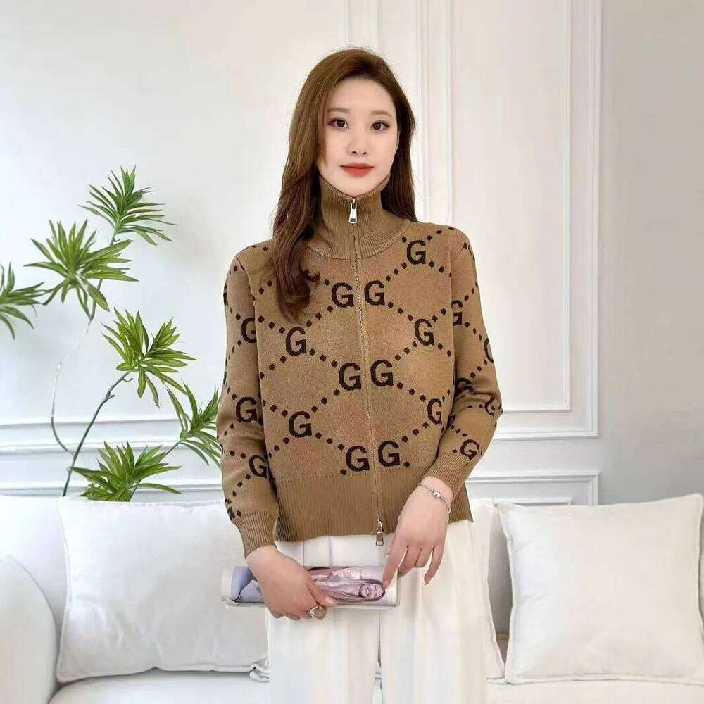 High End Chic Design Zipper Jacket Women Jacquard Long Sleeve Knitted Sweater Coat Female Fashion Short Cardigans Z260313