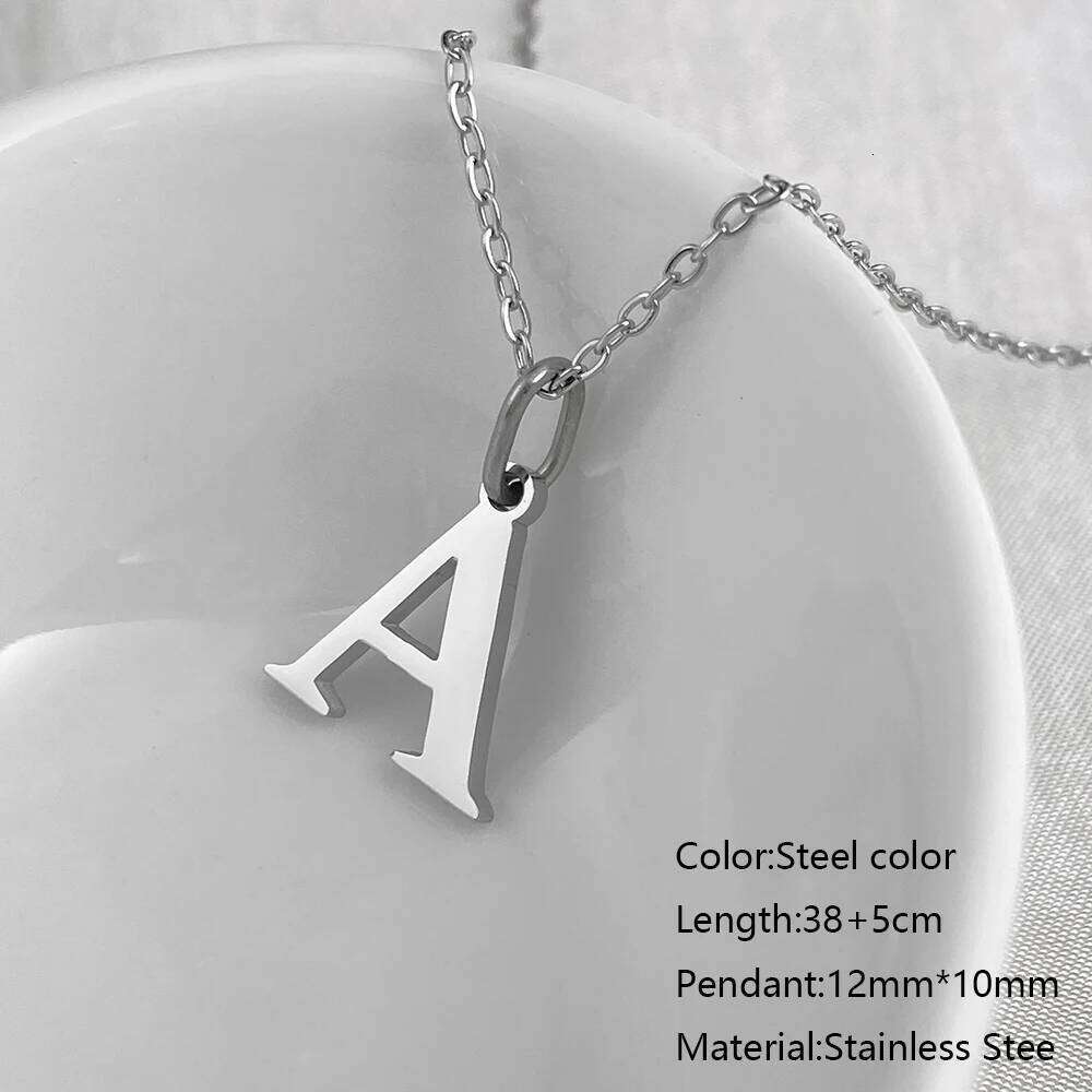 2025 New Glossy Letter DIY 26 Initial Jewelry Pendant Stainless Steel Necklace Birthday Gift Female H260312