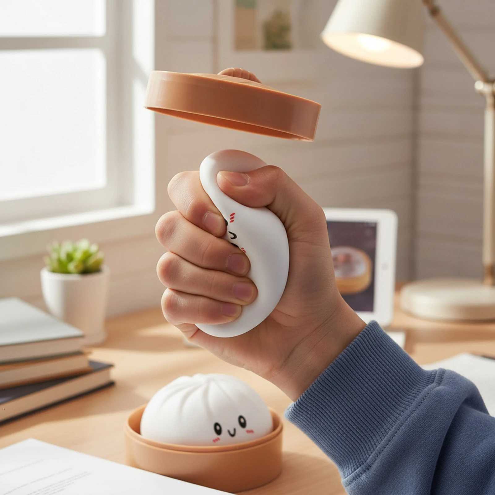 Dumpling Fidget Toy Stress Balls Squeeze Dough Ball Bun with Food Steamer Stretchy Desk Toys Party Favors Gifts for Kids Adult H260313