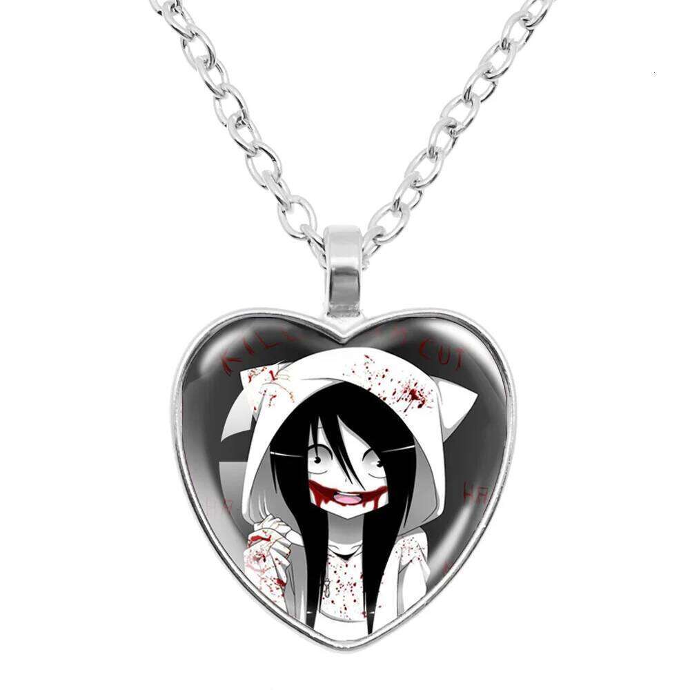 Creepy Urban Horror Legend Killer Jeff Anime Peripheral 25MM Glass Peach Heart Pendant Necklace Gift Go To Sleep! H260312