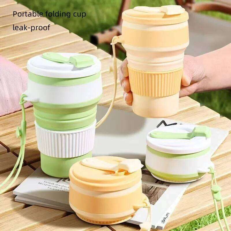 350ml Silicone for Travel And Camping Portable Compression Folding Telescopic Outdoor Foldable Water Cup Z260314