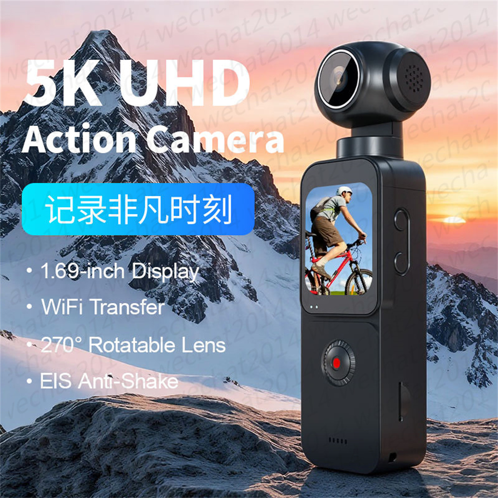 HD 5K Pocket Action Camera with Touch Screen Portable Wide-Angle Lenses-Vlog Handheld Sport Camera