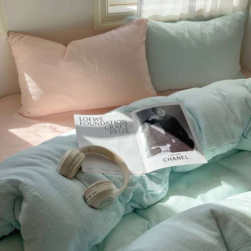 100%Washed Microfiber Lightweigh Ultra Soft Slightly Wrinkle Linen Feel Breathable Twin Queen Duvet Cover Bed Sheet Pillowcases H260312 - view 6