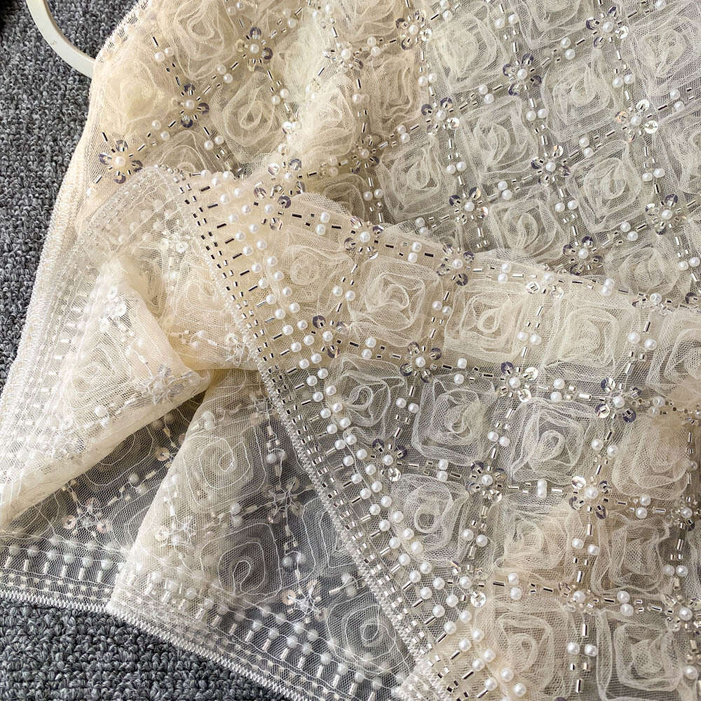 Designer European style high-end sequin bead round neck sleeveless women's vest with mesh and slim fit for spring A13 and summer