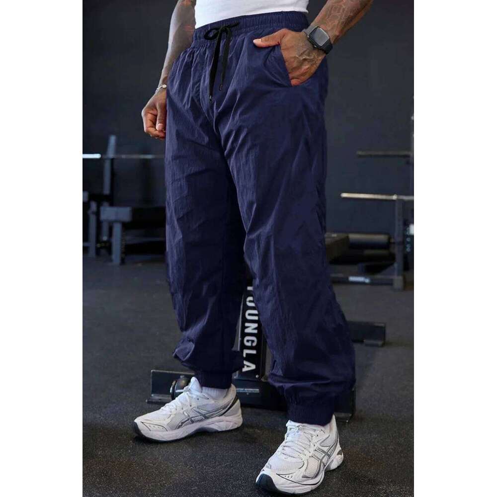 Spring and autumn men's outdoor lightweight stretch pure-color training pants, fashionable sports loose-cuffed long pants Z260315