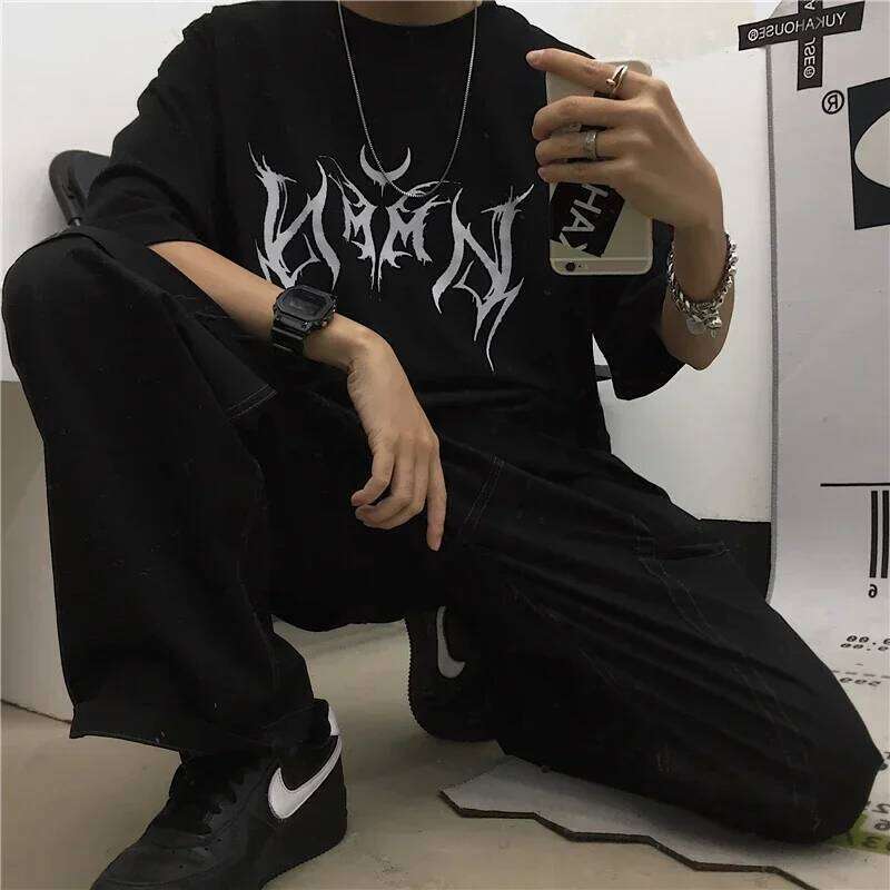 Women T Shirt Hip-Hop Loose Punk Letter Print Black Summer T-shirt Graphic Female Cute Tops Tee Z260314